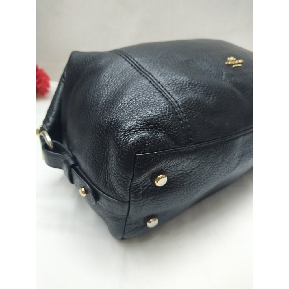 Coach Black Pebbled Leather Double Handles Zipper Closure Satchel Bag - Picture 8 of 14